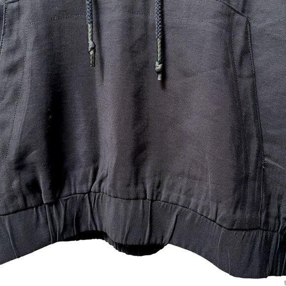 WHO WHAT WEAR Womens Hoodie XXL Black Woven Crop Jacket Pullover Rayon Blend - Picture 9 of 10